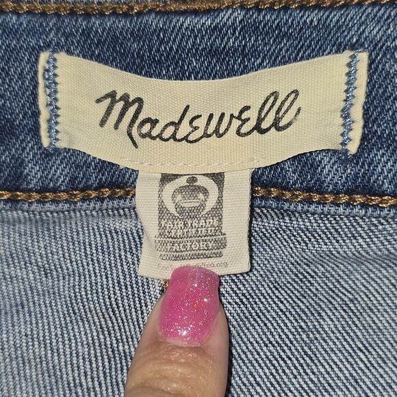 Madewell Jeans Womens 25 Blue Mid-Rise Stovepipe Straight Leg Raw Hem Stretch - Picture 3 of 11